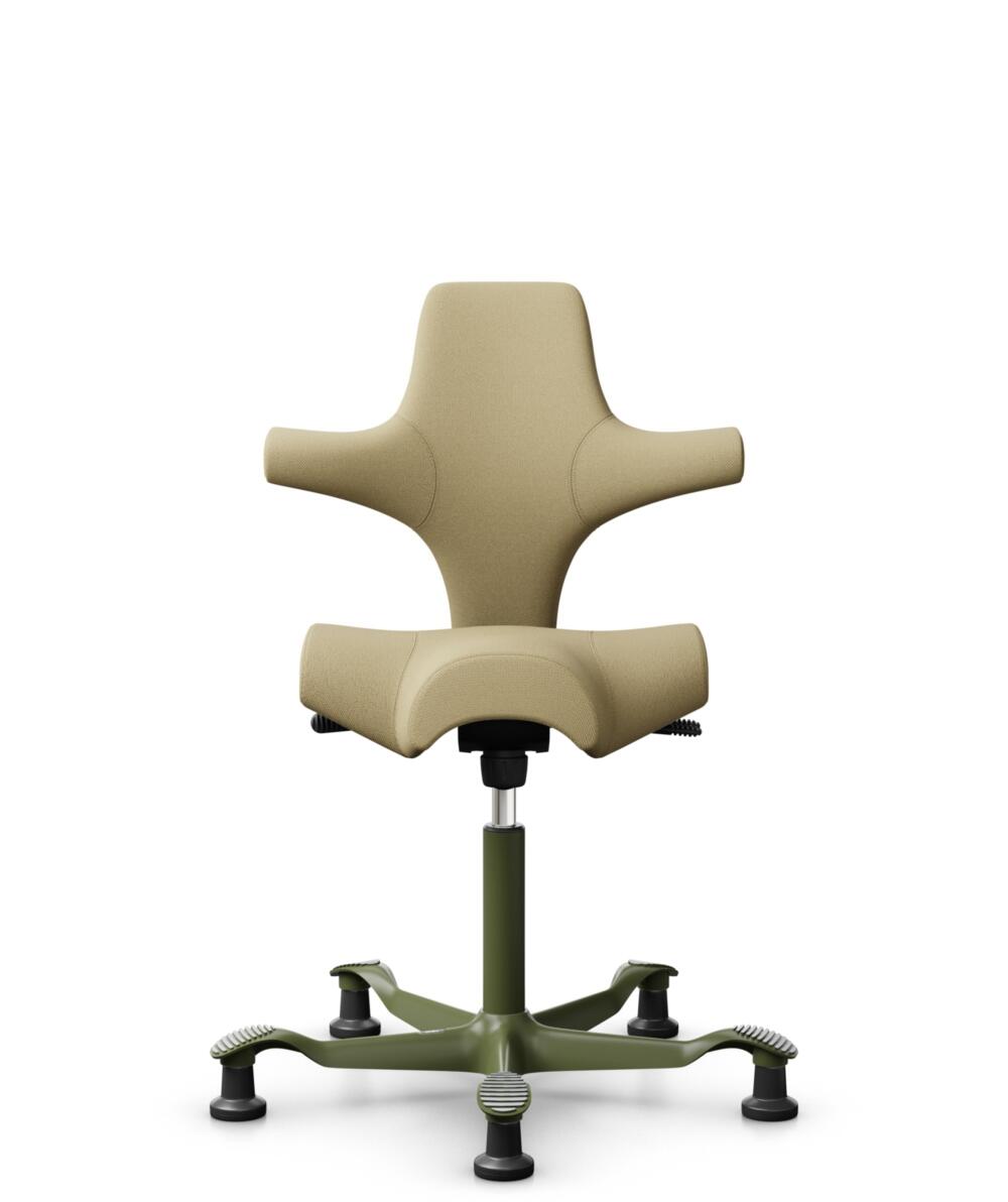 HÅG Capisco 8106 - Select (Gabriel) - Wol / Polyamide - SC62097 - Light ochre - Framekleur - Moss Grey - Gasveer - 200 mm (Zithoogte 46-64cm) - Vloercontact - Glijdoppen - Voetenring - Nee, geen voetenring - Voetster - Nee, voetster in framekleur - 3