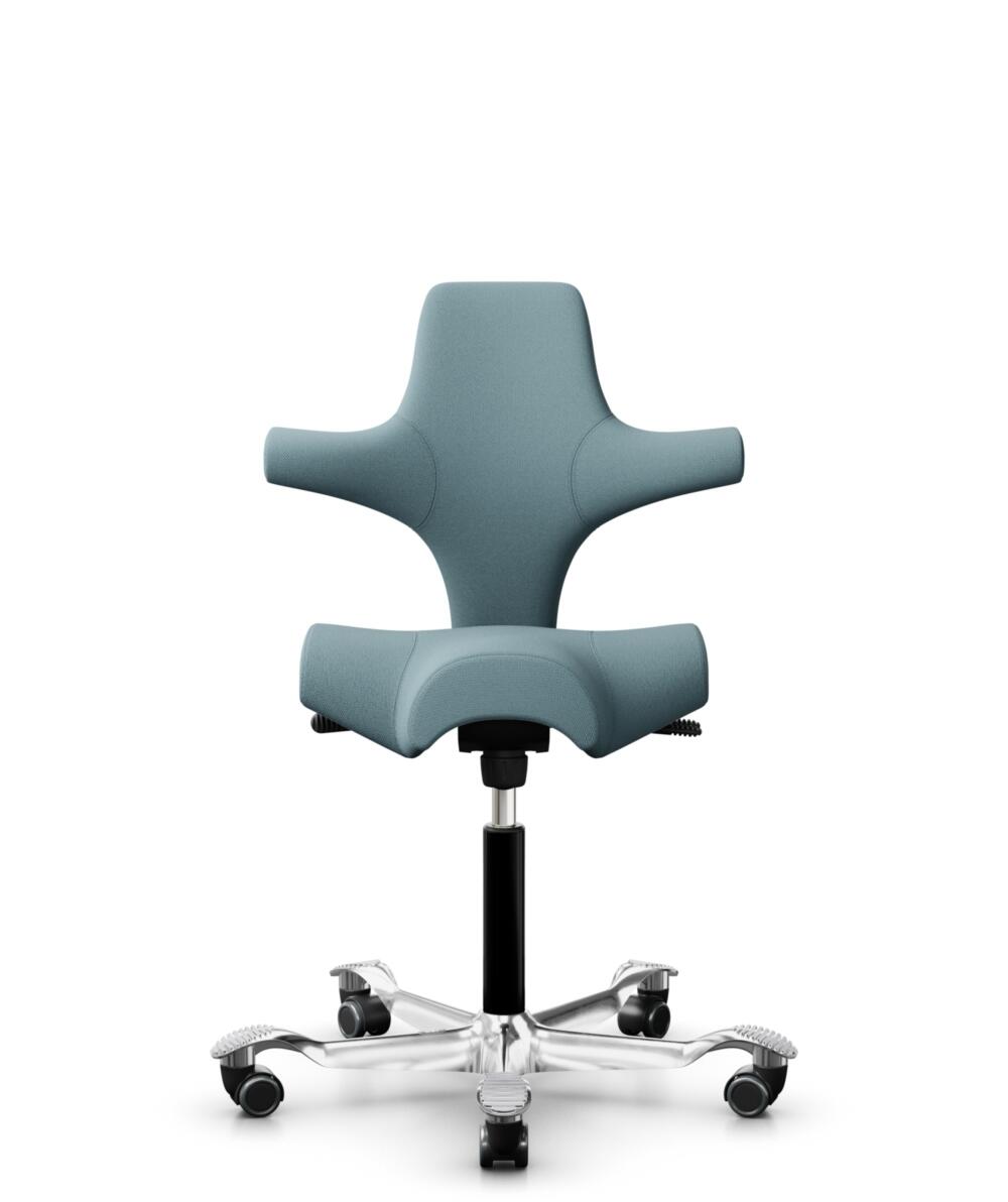 HÅG Capisco 8106 - Select (Gabriel) - Wol / Polyamide - SC67098 - Glacier blue - Framekleur - Zwart - Gasveer - 150 mm (Zithoogte 40-55cm) - Vloercontact - Zachte wielen t.b.v. harde vloeren - Voetenring - Nee, geen voetenring - Voetster - Ja, voetster... - 3