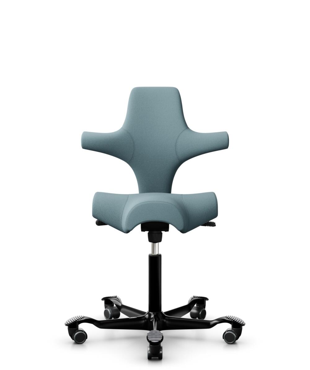 HÅG Capisco 8106 - Select (Gabriel) - Wol / Polyamide - SC67098 - Glacier blue - Framekleur - Zwart - Gasveer - 200 mm (Zithoogte 46-64cm) - Vloercontact - Zachte wielen t.b.v. harde vloeren - Voetenring - Nee, geen voetenring - Voetster - Nee, voetste... - 1