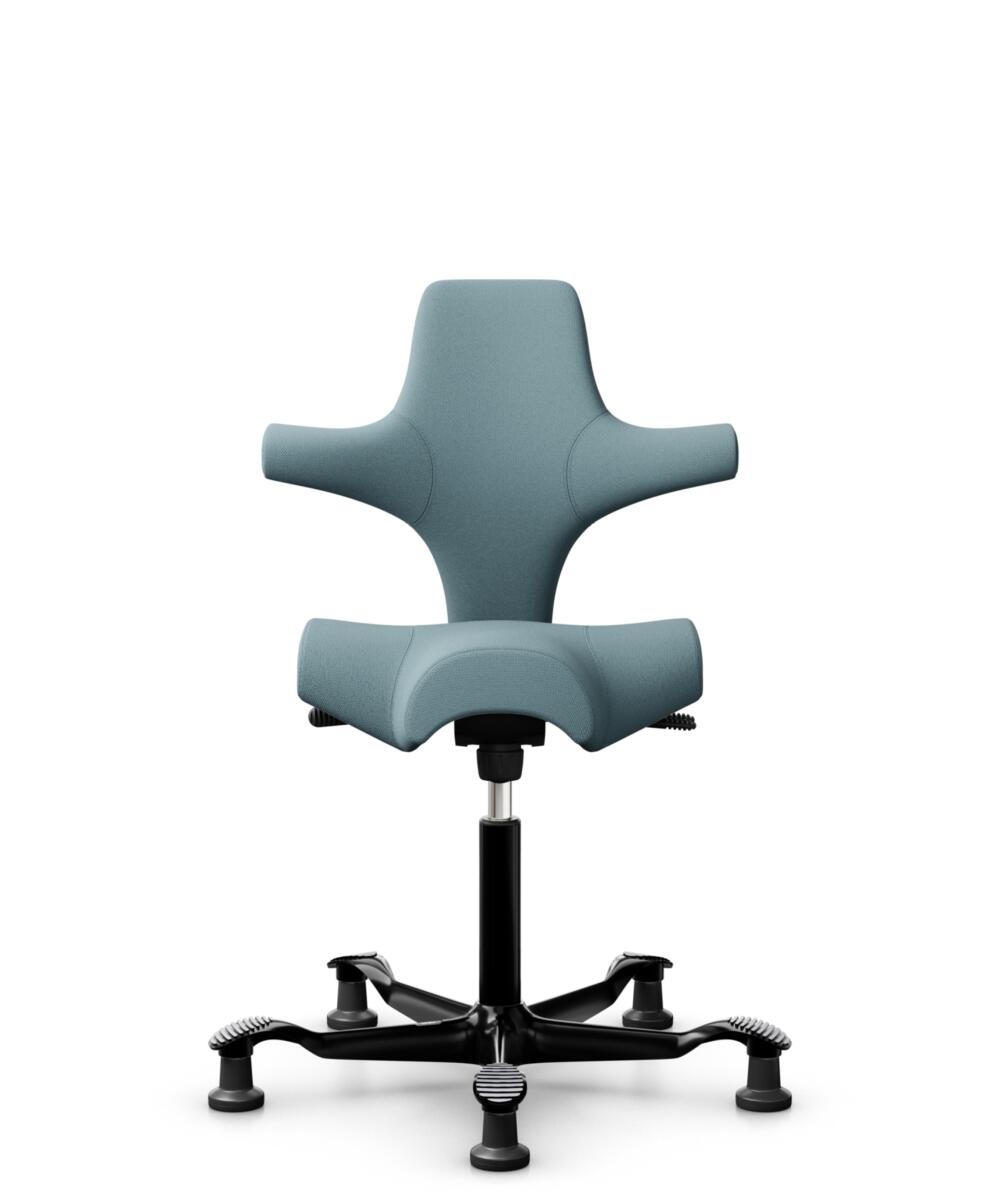 HÅG Capisco 8106 - Select (Gabriel) - Wol / Polyamide - SC67098 - Glacier blue - Framekleur - Zwart - Gasveer - 200 mm (Zithoogte 46-64cm) - Vloercontact - Glijdoppen - Voetenring - Nee, geen voetenring - Voetster - Nee, voetster in framekleur - 1