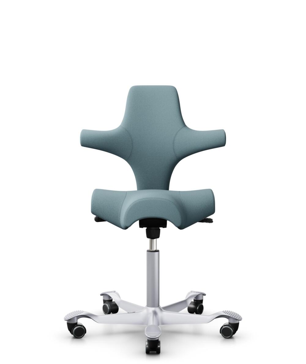 HÅG Capisco 8106 - Select (Gabriel) - Wol / Polyamide - SC67098 - Glacier blue - Framekleur - Zilver - Gasveer - 200 mm (Zithoogte 46-64cm) - Vloercontact - Zachte wielen t.b.v. harde vloeren - Voetenring - Nee, geen voetenring - Voetster - Nee, voetst... - 3