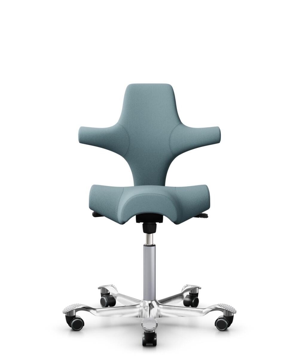 HÅG Capisco 8106 - Select (Gabriel) - Wol / Polyamide - SC67098 - Glacier blue - Framekleur - Zilver - Gasveer - 265 mm (Zithoogte 53-79cm) - Vloercontact - Harde wielen t.b.v. zachte vloeren - Voetenring - Nee, geen voetenring - Voetster - Ja, voetste... - 1