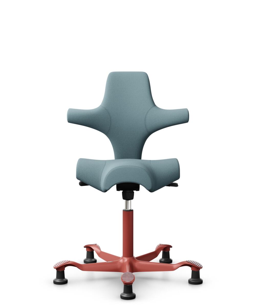 HÅG Capisco 8106 - Select (Gabriel) - Wol / Polyamide - SC67098 - Glacier blue - Framekleur - Blush Rose - Gasveer - 150 mm (Zithoogte 40-55cm) - Vloercontact - Glijdoppen - Voetenring - Nee, geen voetenring - Voetster - Nee, voetster in framekleur - 1