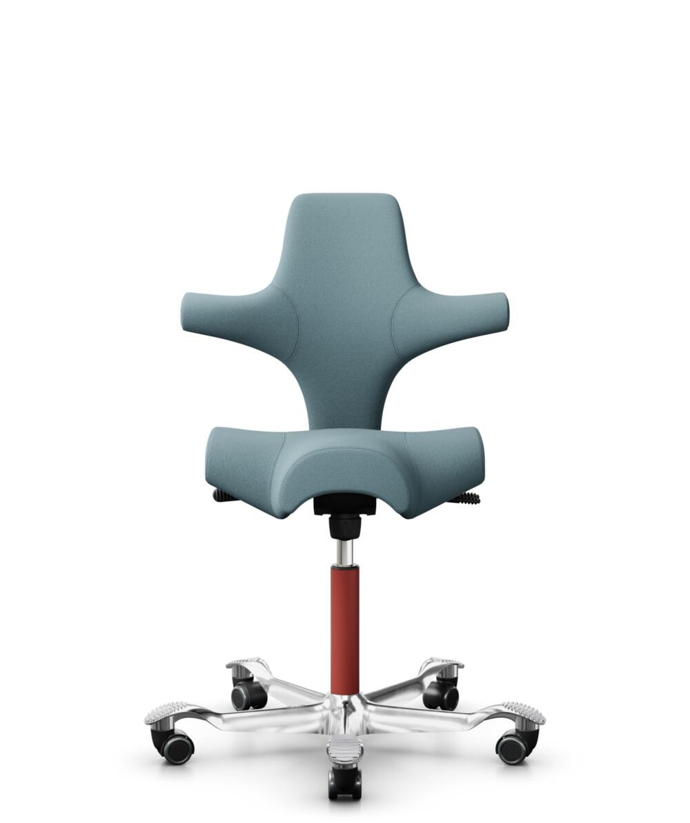 HÅG Capisco 8106 - Select (Gabriel) - Wol / Polyamide - SC67098 - Glacier blue - Framekleur - Blush Rose - Gasveer - 200 mm (Zithoogte 46-64cm) - Vloercontact - Zachte wielen t.b.v. harde vloeren - Voetenring - Nee, geen voetenring - Voetster - Ja, voe... - 3