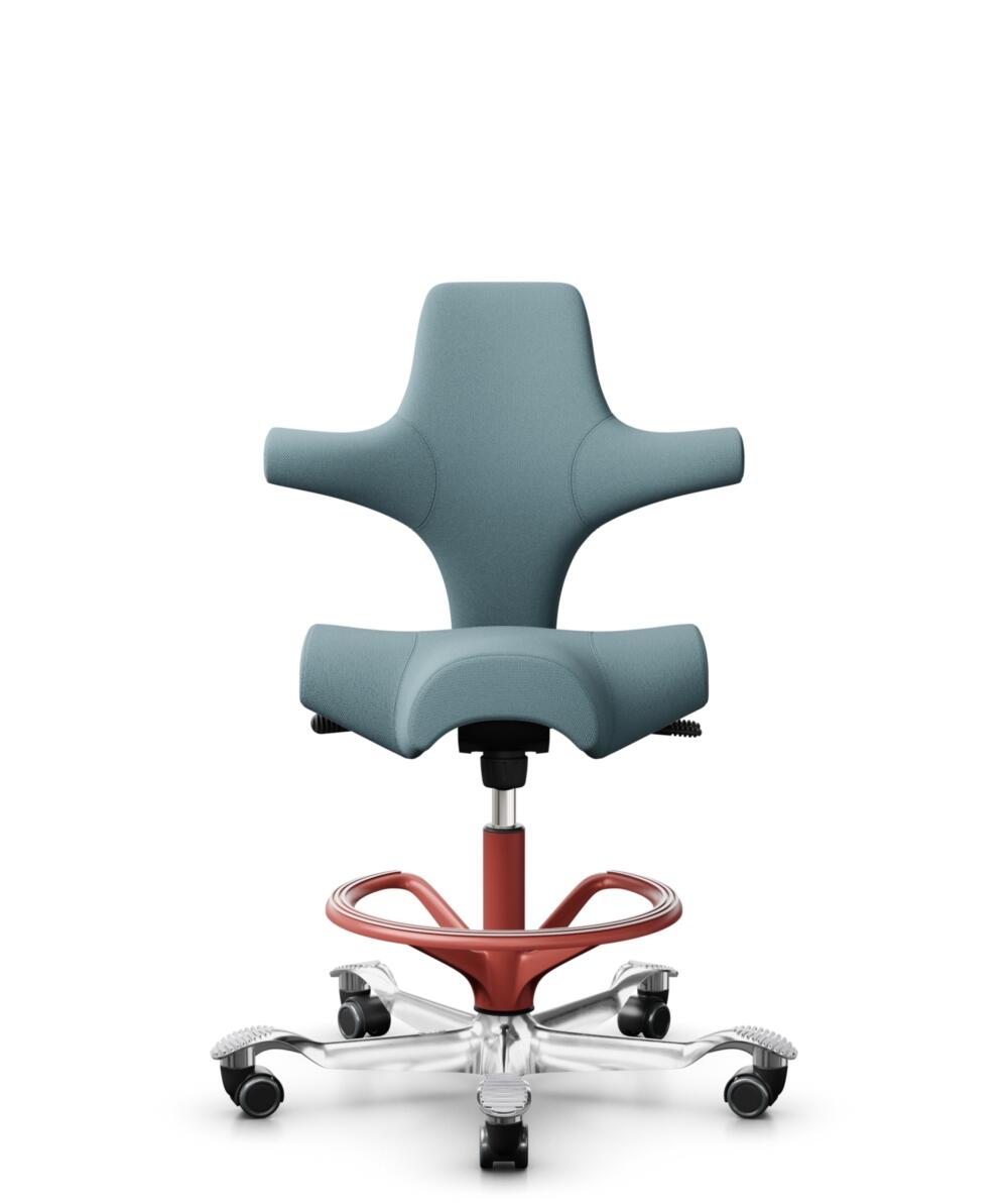 HÅG Capisco 8106 - Select (Gabriel) - Wol / Polyamide - SC67098 - Glacier blue - Framekleur - Blush Rose - Gasveer - 265 mm (Zithoogte 53-79cm) - Vloercontact - Harde wielen t.b.v. zachte vloeren - Voetenring - Ja, in framekleur - Voetster - Ja, voetst... - 1
