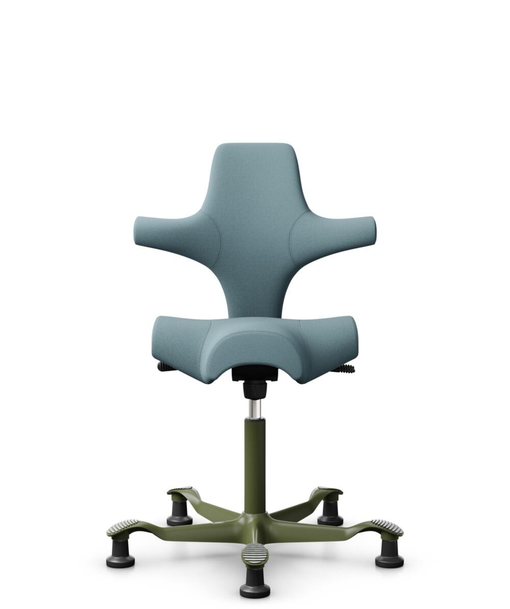 HÅG Capisco 8106 - Select (Gabriel) - Wol / Polyamide - SC67098 - Glacier blue - Framekleur - Moss Grey - Gasveer - 150 mm (Zithoogte 40-55cm) - Vloercontact - Glijdoppen - Voetenring - Nee, geen voetenring - Voetster - Nee, voetster in framekleur - 3