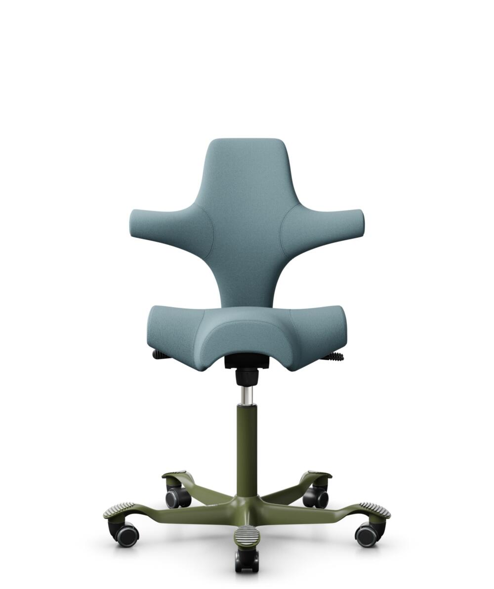HÅG Capisco 8106 - Select (Gabriel) - Wol / Polyamide - SC67098 - Glacier blue - Framekleur - Moss Grey - Gasveer - 265 mm (Zithoogte 53-79cm) - Vloercontact - Harde wielen t.b.v. zachte vloeren - Voetenring - Nee, geen voetenring - Voetster - Nee, voe... - 3