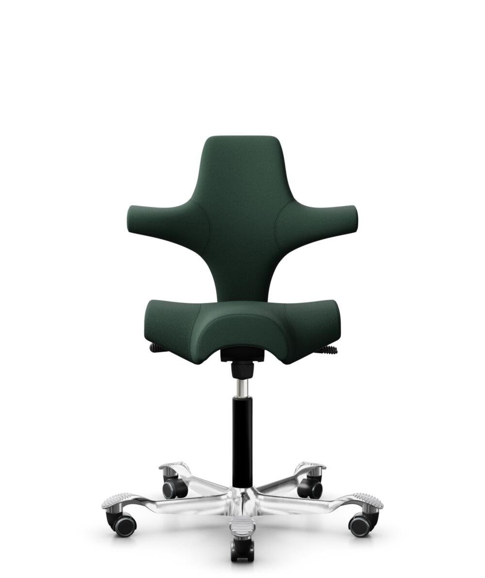 HÅG Capisco 8106 - Select (Gabriel) - Wol / Polyamide - SC68209 - Dark green - Framekleur - Zwart - Gasveer - 150 mm (Zithoogte 40-55cm) - Vloercontact - Zachte wielen t.b.v. harde vloeren - Voetenring - Nee, geen voetenring - Voetster - Ja, voetster i... - 3