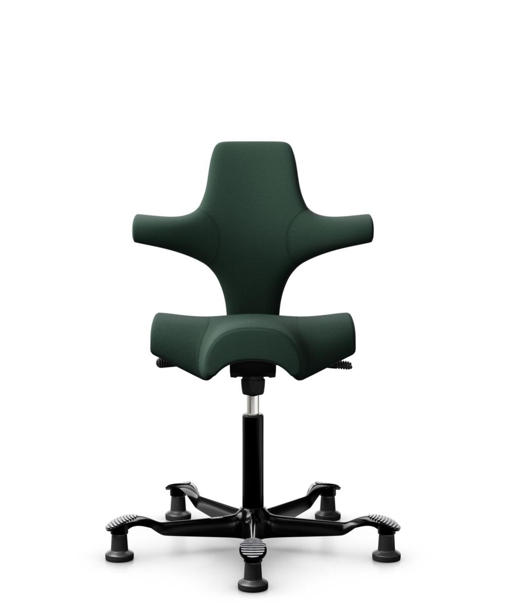 HÅG Capisco 8106 - Select (Gabriel) - Wol / Polyamide - SC68209 - Dark green - Framekleur - Zwart - Gasveer - 150 mm (Zithoogte 40-55cm) - Vloercontact - Glijdoppen - Voetenring - Nee, geen voetenring - Voetster - Nee, voetster in framekleur - 1