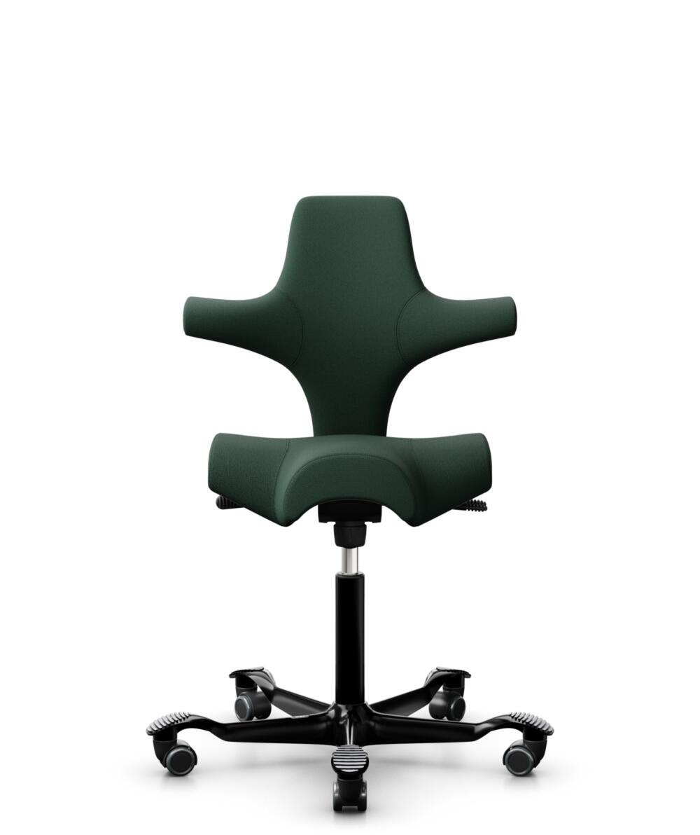 HÅG Capisco 8106 - Select (Gabriel) - Wol / Polyamide - SC68209 - Dark green - Framekleur - Zwart - Gasveer - 200 mm (Zithoogte 46-64cm) - Vloercontact - Harde wielen t.b.v. zachte vloeren - Voetenring - Nee, geen voetenring - Voetster - Nee, voetster ... - 1