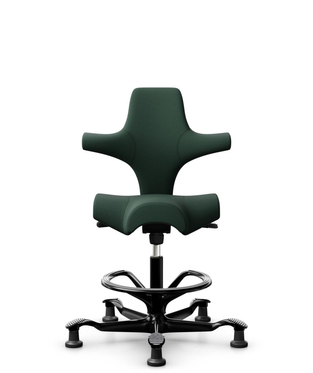 HÅG Capisco 8106 - Select (Gabriel) - Wol / Polyamide - SC68209 - Dark green - Framekleur - Zwart - Gasveer - 265 mm (Zithoogte 53-79cm) - Vloercontact - Glijdoppen - Voetenring - Ja, in framekleur - Voetster - Nee, voetster in framekleur - 3