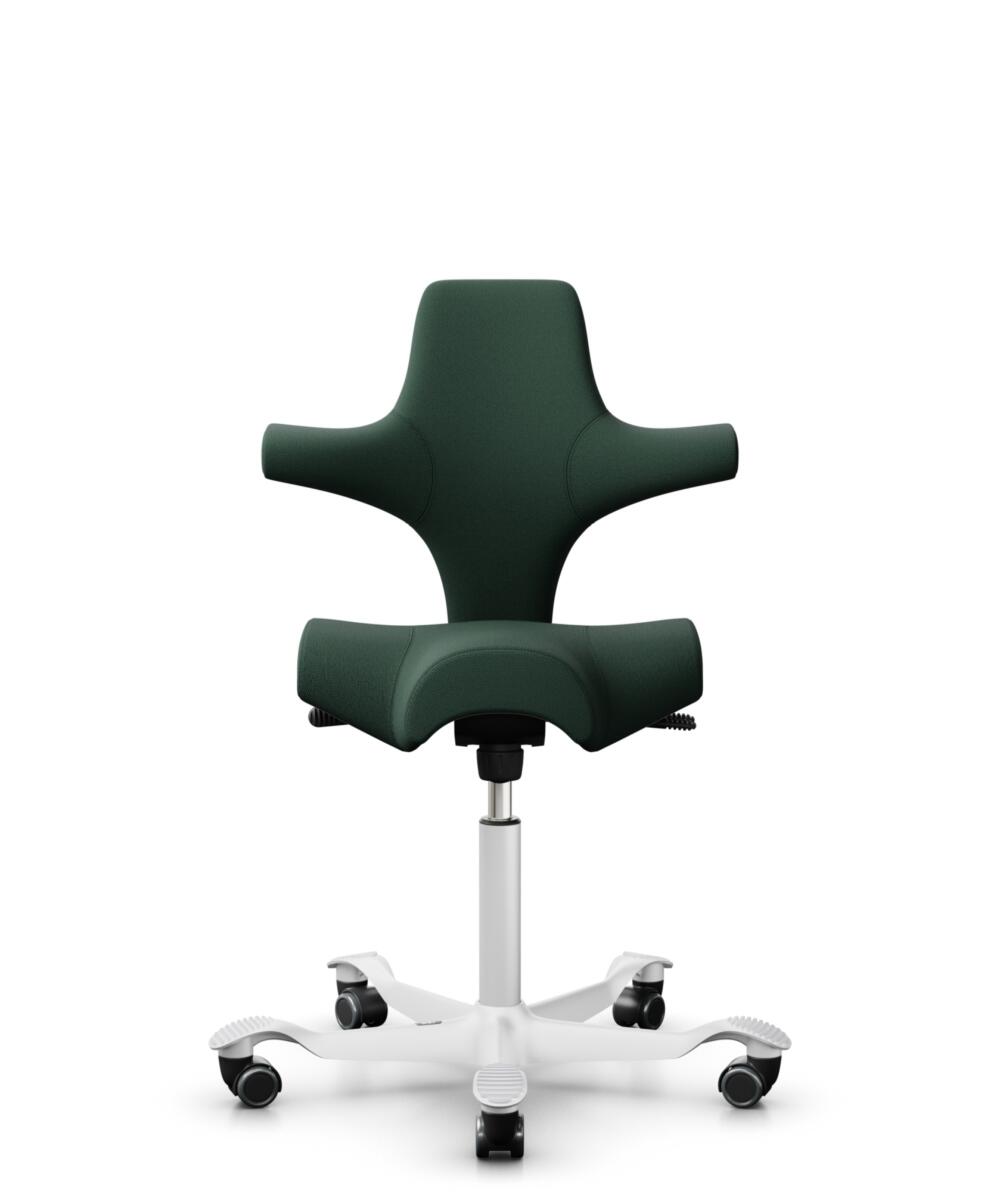 HÅG Capisco 8106 - Select (Gabriel) - Wol / Polyamide - SC68209 - Dark green - Framekleur - Wit - Gasveer - 265 mm (Zithoogte 53-79cm) - Vloercontact - Zachte wielen t.b.v. harde vloeren - Voetenring - Nee, geen voetenring - Voetster - Nee, voetster in... - 1