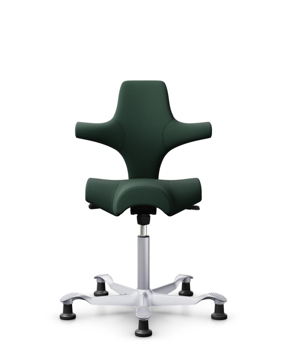 HÅG Capisco 8106 - Select (Gabriel) - Wol / Polyamide - SC68209 - Dark green - Framekleur - Zilver - Gasveer - 200 mm (Zithoogte 46-64cm) - Vloercontact - Glijdoppen - Voetenring - Nee, geen voetenring - Voetster - Nee, voetster in framekleur - 3