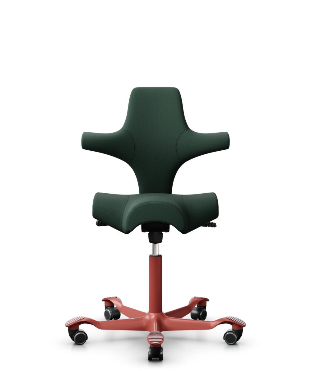 HÅG Capisco 8106 - Select (Gabriel) - Wol / Polyamide - SC68209 - Dark green - Framekleur - Blush Rose - Gasveer - 200 mm (Zithoogte 46-64cm) - Vloercontact - Zachte wielen t.b.v. harde vloeren - Voetenring - Nee, geen voetenring - Voetster - Nee, voet... - 1