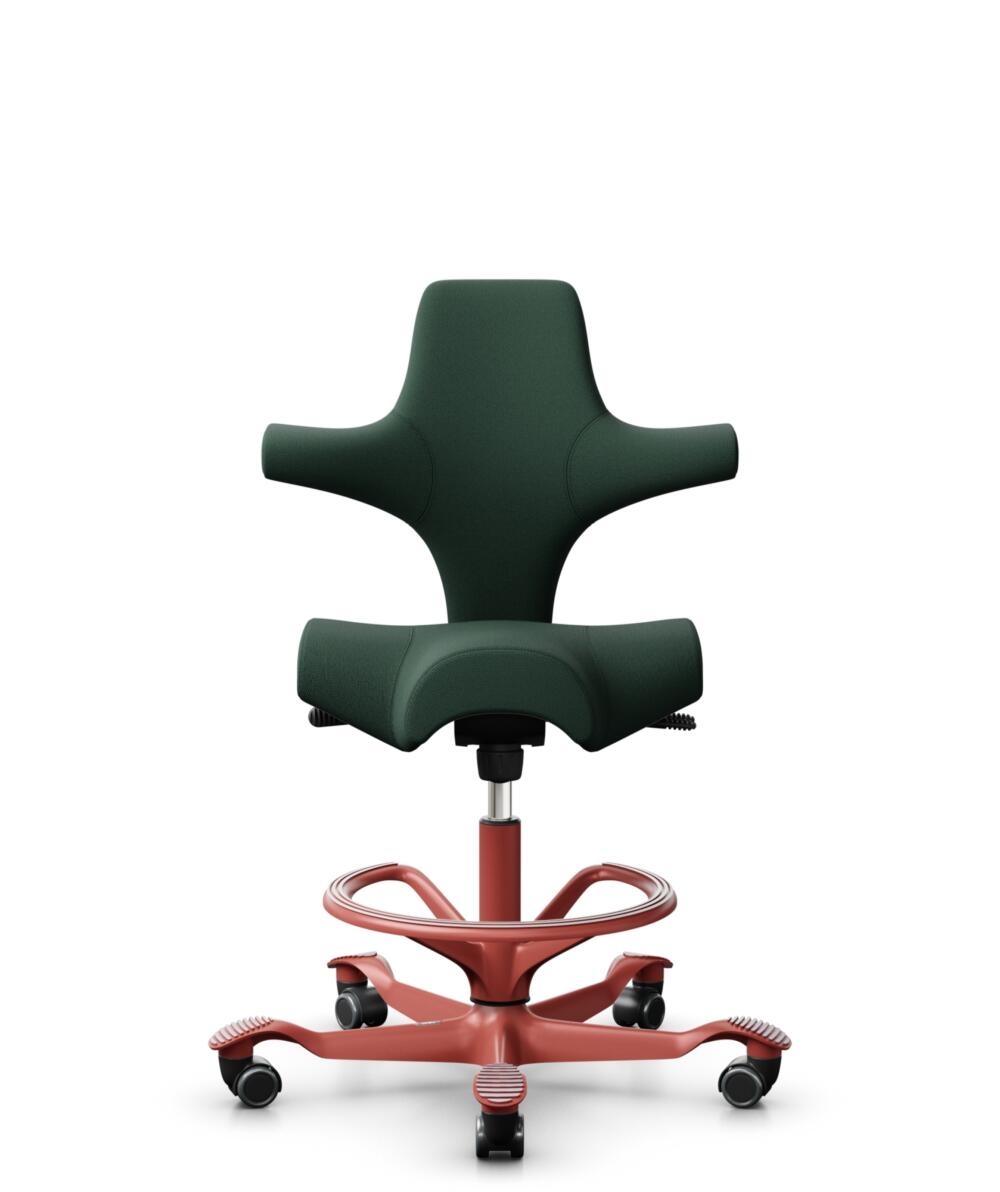 HÅG Capisco 8106 - Select (Gabriel) - Wol / Polyamide - SC68209 - Dark green - Framekleur - Blush Rose - Gasveer - 200 mm (Zithoogte 46-64cm) - Vloercontact - Zachte wielen t.b.v. harde vloeren - Voetenring - Ja, in framekleur - Voetster - Nee, voetste... - 3
