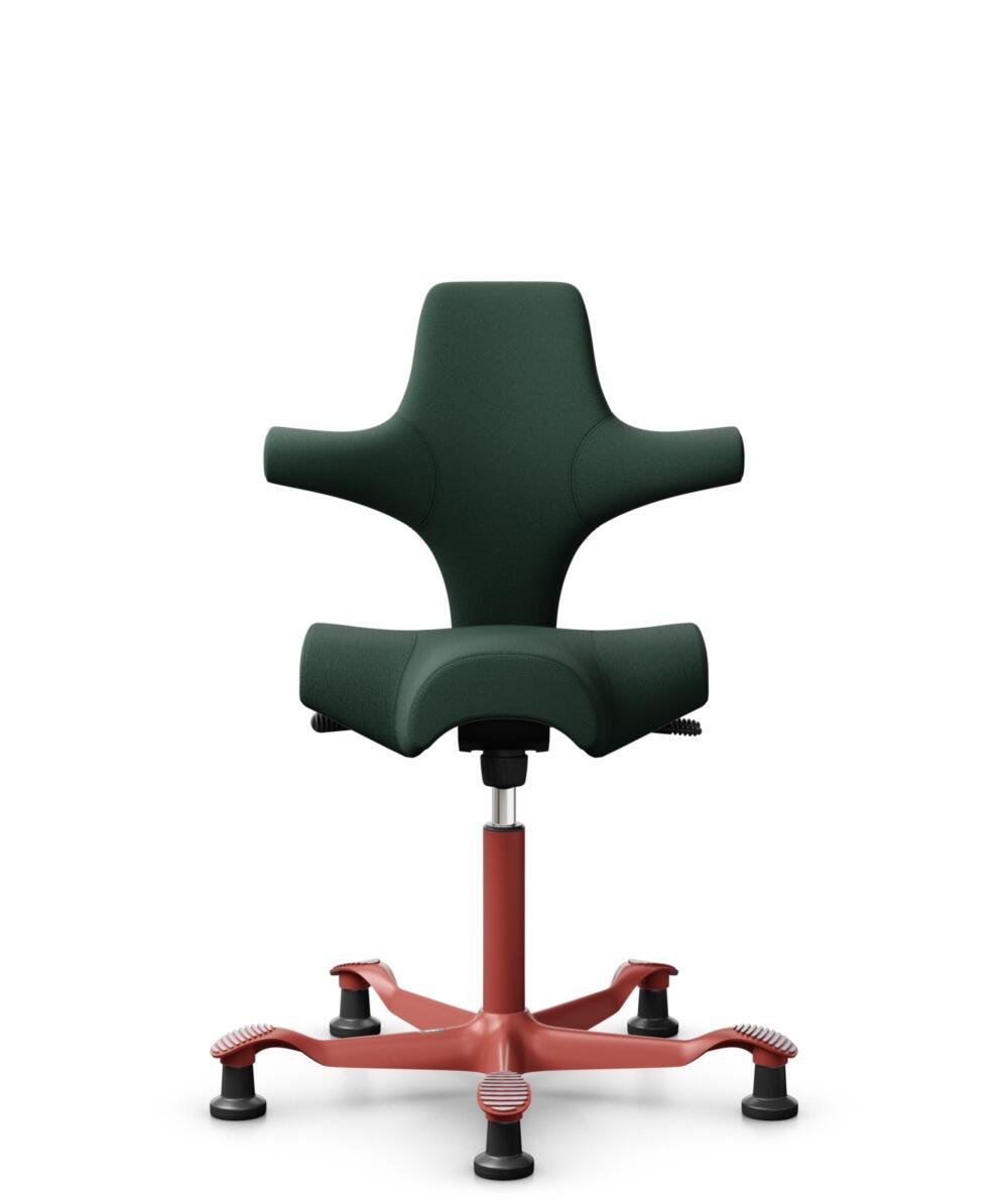 HÅG Capisco 8106 - Select (Gabriel) - Wol / Polyamide - SC68209 - Dark green - Framekleur - Blush Rose - Gasveer - 200 mm (Zithoogte 46-64cm) - Vloercontact - Glijdoppen - Voetenring - Nee, geen voetenring - Voetster - Nee, voetster in framekleur - 1