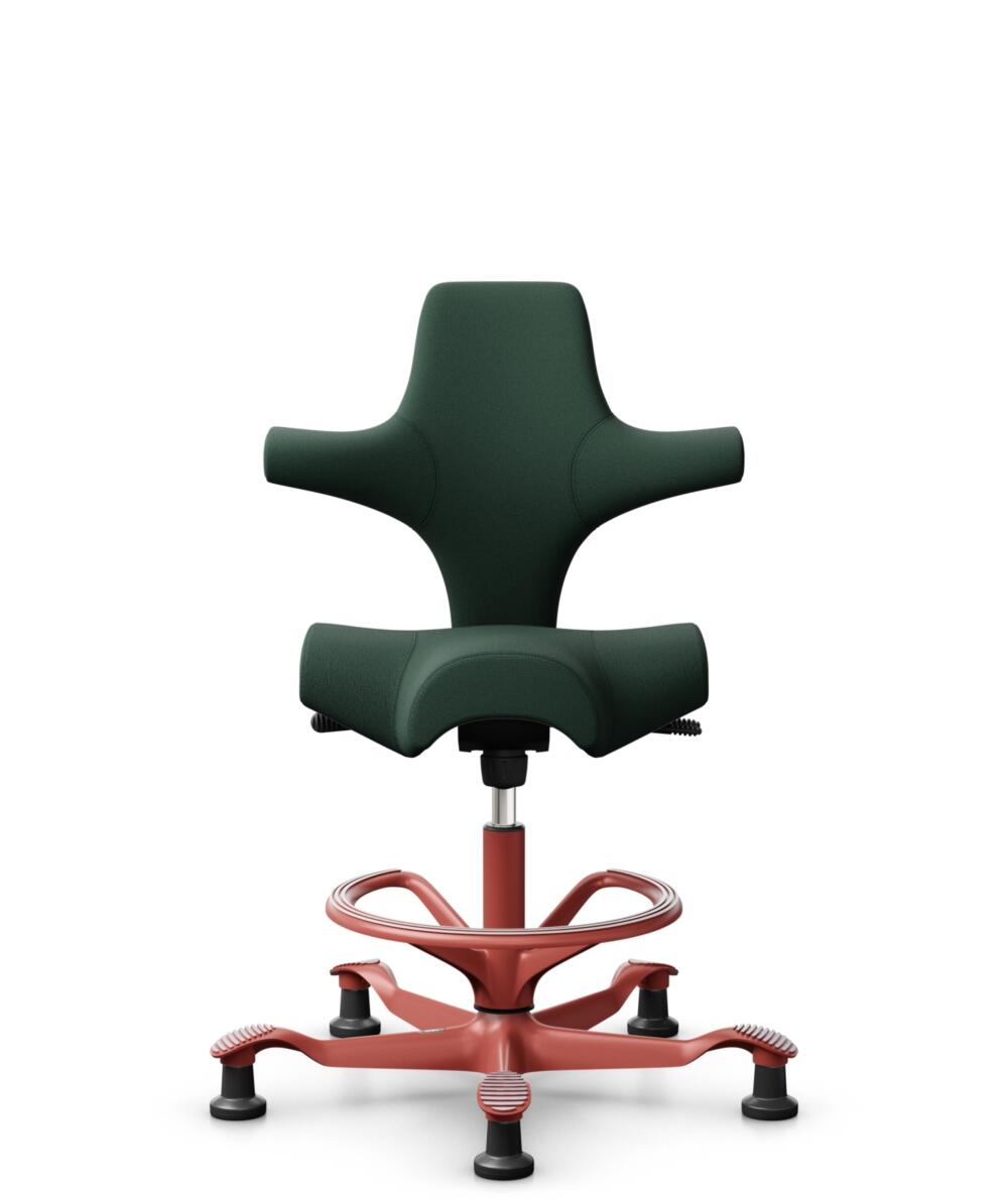 HÅG Capisco 8106 - Select (Gabriel) - Wol / Polyamide - SC68209 - Dark green - Framekleur - Blush Rose - Gasveer - 200 mm (Zithoogte 46-64cm) - Vloercontact - Glijdoppen - Voetenring - Ja, in framekleur - Voetster - Nee, voetster in framekleur - 3
