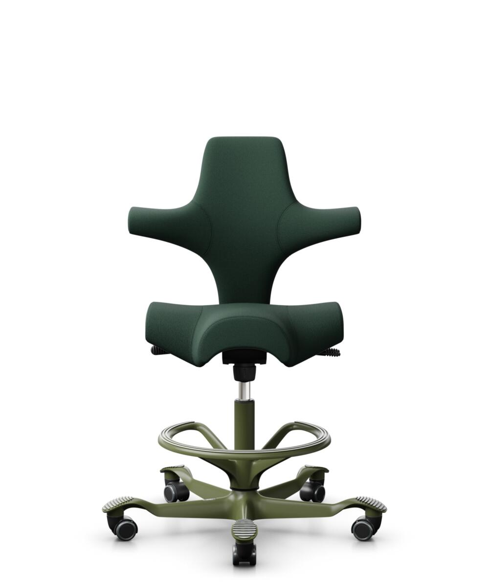HÅG Capisco 8106 - Select (Gabriel) - Wol / Polyamide - SC68209 - Dark green - Framekleur - Moss Grey - Gasveer - 265 mm (Zithoogte 53-79cm) - Vloercontact - Zachte wielen t.b.v. harde vloeren - Voetenring - Ja, in framekleur - Voetster - Nee, voetster... - 1