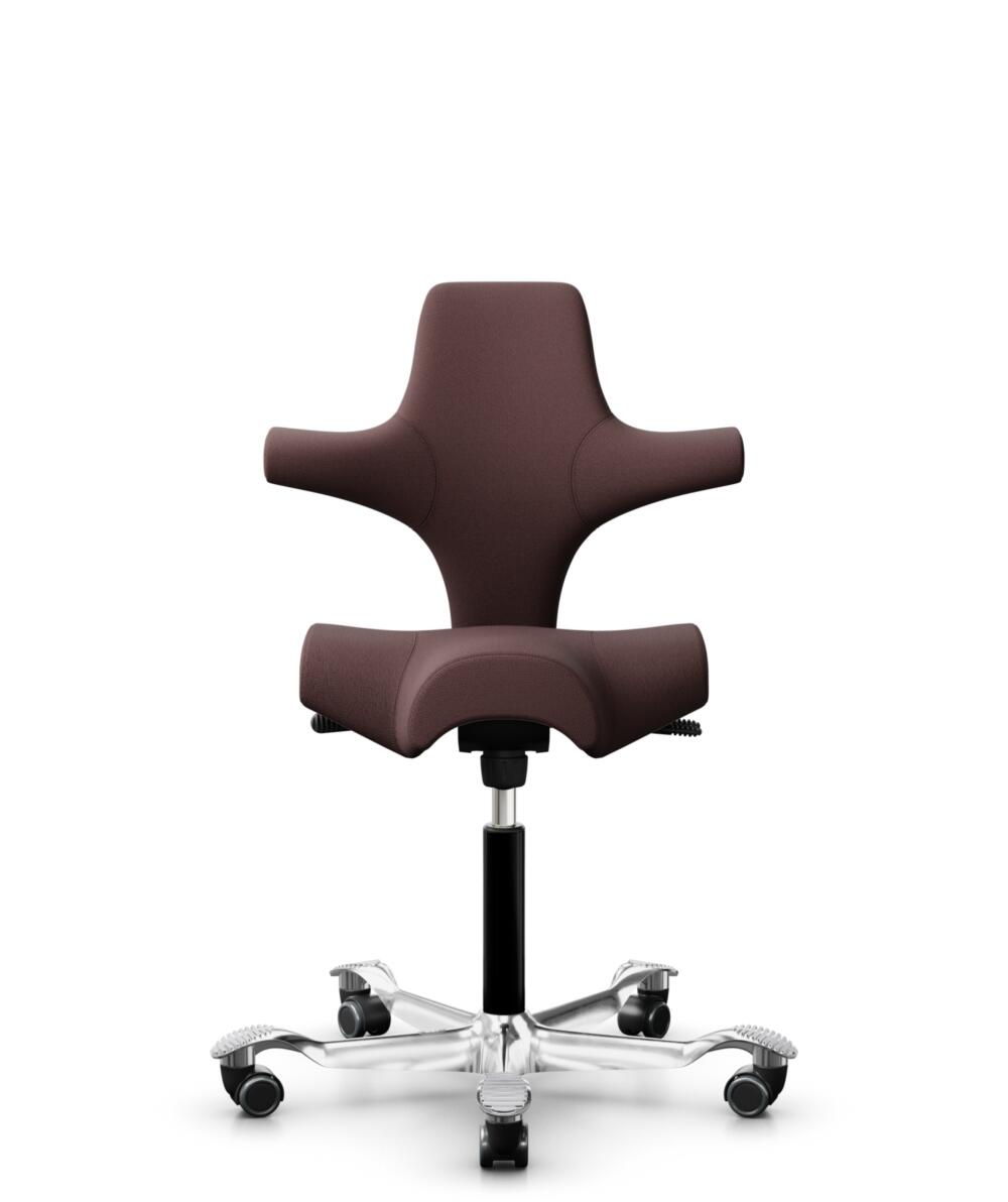 HÅG Capisco 8106 - Select (Gabriel) - Wol / Polyamide - SC61186 - Chestnut - Framekleur - Zwart - Gasveer - 150 mm (Zithoogte 40-55cm) - Vloercontact - Harde wielen t.b.v. zachte vloeren - Voetenring - Nee, geen voetenring - Voetster - Ja, voetster in ... - 3