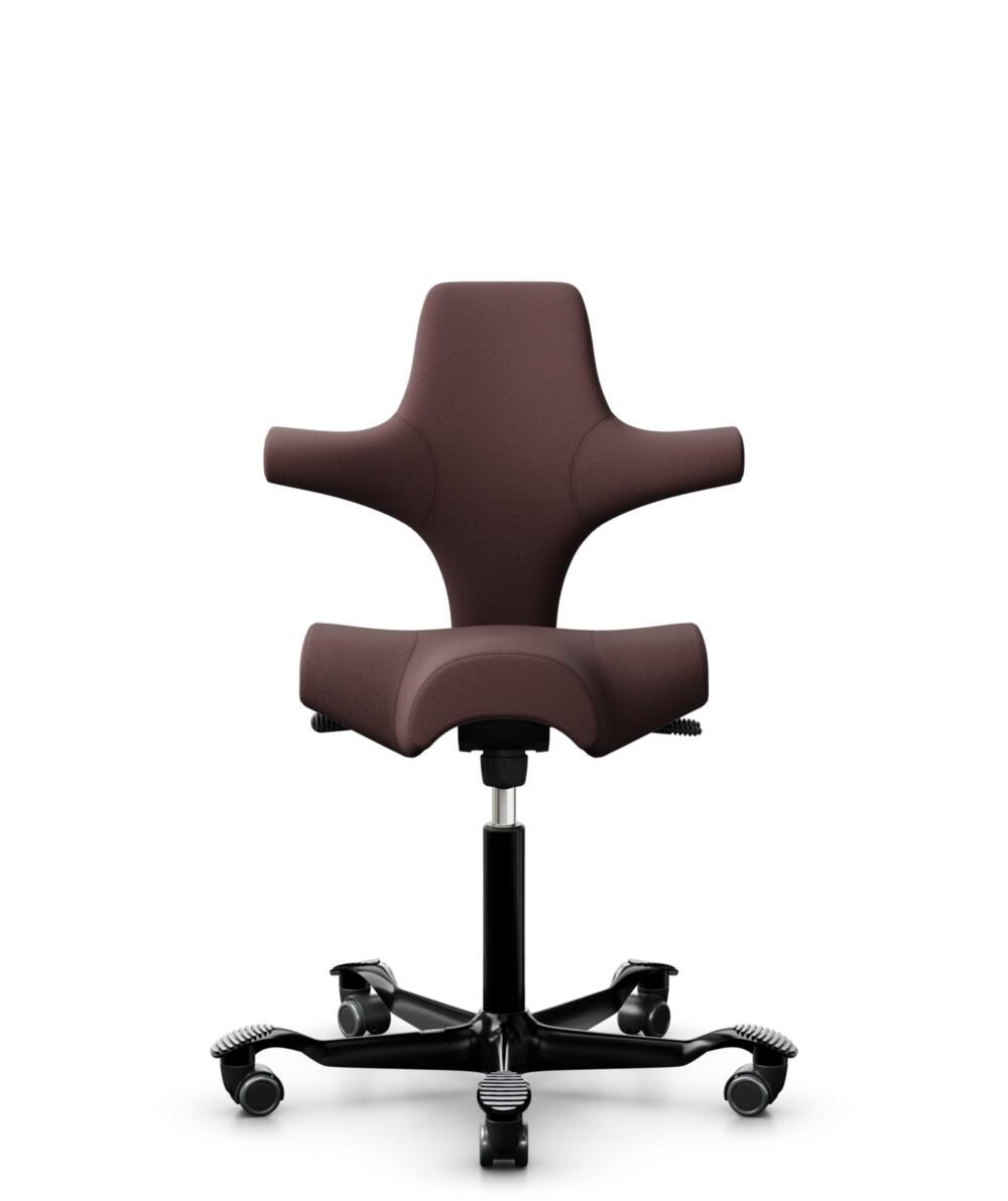 HÅG Capisco 8106 - Select (Gabriel) - Wol / Polyamide - SC61186 - Chestnut - Framekleur - Zwart - Gasveer - 150 mm (Zithoogte 40-55cm) - Vloercontact - Zachte wielen t.b.v. harde vloeren - Voetenring - Nee, geen voetenring - Voetster - Nee, voetster in... - 1