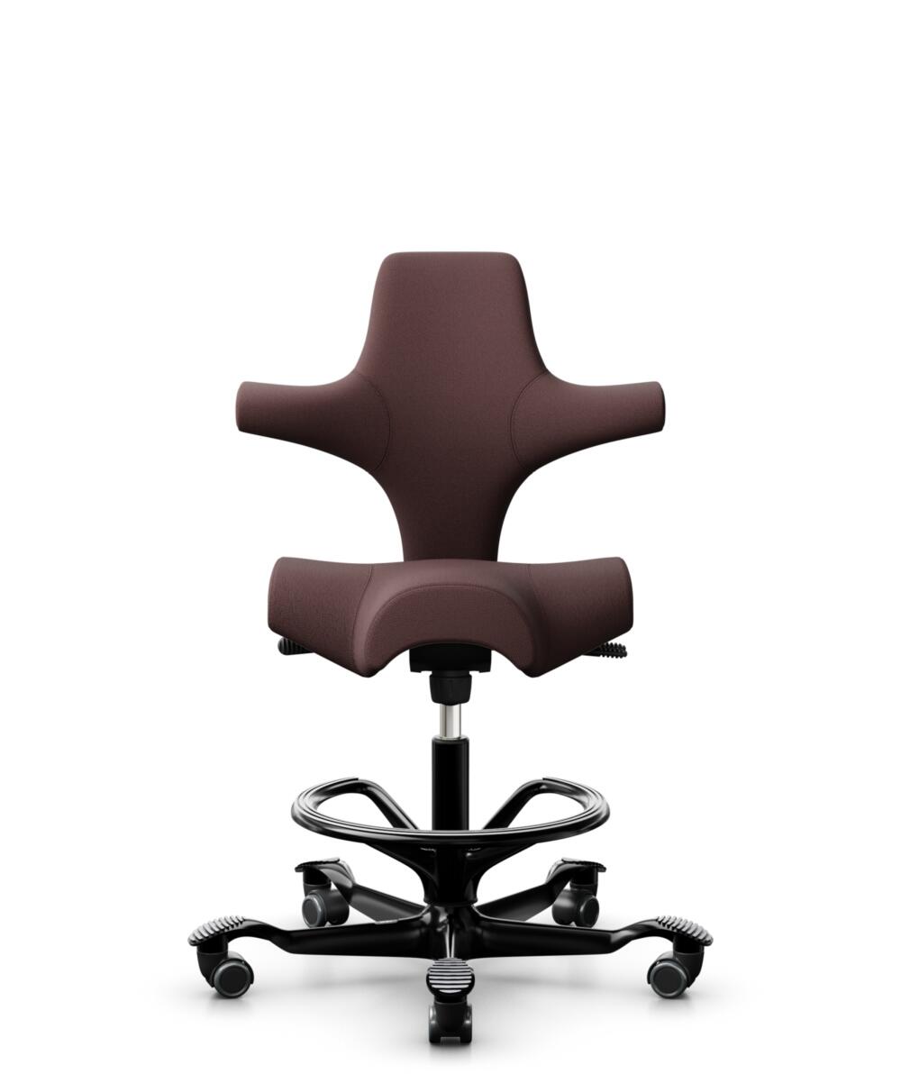 HÅG Capisco 8106 - Select (Gabriel) - Wol / Polyamide - SC61186 - Chestnut - Framekleur - Zwart - Gasveer - 265 mm (Zithoogte 53-79cm) - Vloercontact - Harde wielen t.b.v. zachte vloeren - Voetenring - Ja, in framekleur - Voetster - Nee, voetster in fr... - 3