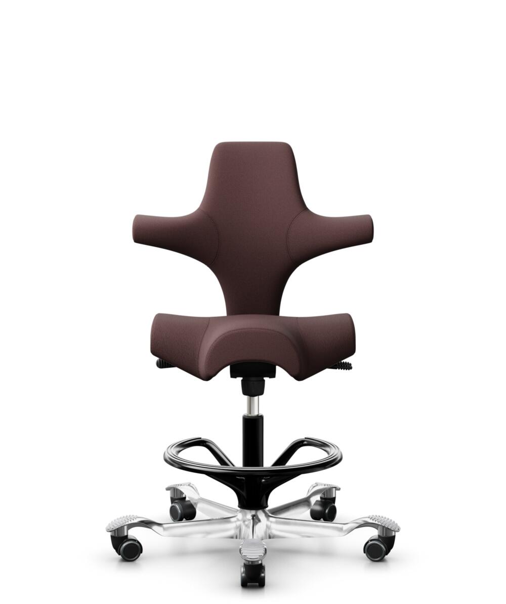 HÅG Capisco 8106 - Select (Gabriel) - Wol / Polyamide - SC61186 - Chestnut - Framekleur - Zwart - Gasveer - 265 mm (Zithoogte 53-79cm) - Vloercontact - Harde wielen t.b.v. zachte vloeren - Voetenring - Ja, in framekleur - Voetster - Ja, voetster in gep... - 1