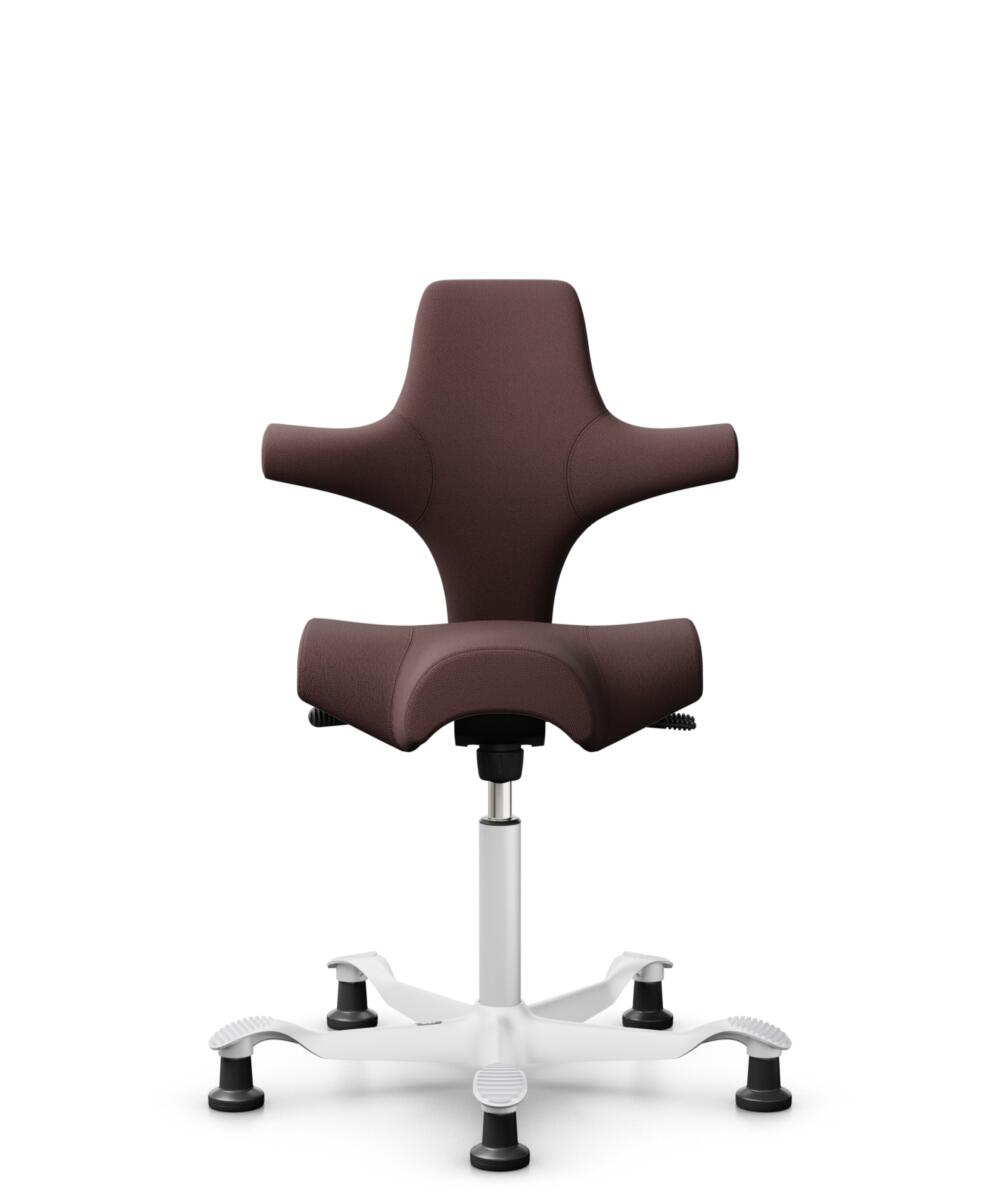 HÅG Capisco 8106 - Select (Gabriel) - Wol / Polyamide - SC61186 - Chestnut - Framekleur - Wit - Gasveer - 200 mm (Zithoogte 46-64cm) - Vloercontact - Glijdoppen - Voetenring - Nee, geen voetenring - Voetster - Nee, voetster in framekleur - 1