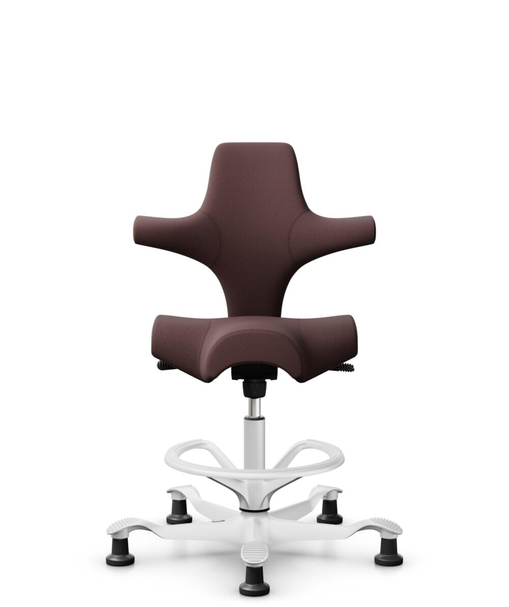 HÅG Capisco 8106 - Select (Gabriel) - Wol / Polyamide - SC61186 - Chestnut - Framekleur - Wit - Gasveer - 200 mm (Zithoogte 46-64cm) - Vloercontact - Glijdoppen - Voetenring - Ja, in framekleur - Voetster - Nee, voetster in framekleur - 3
