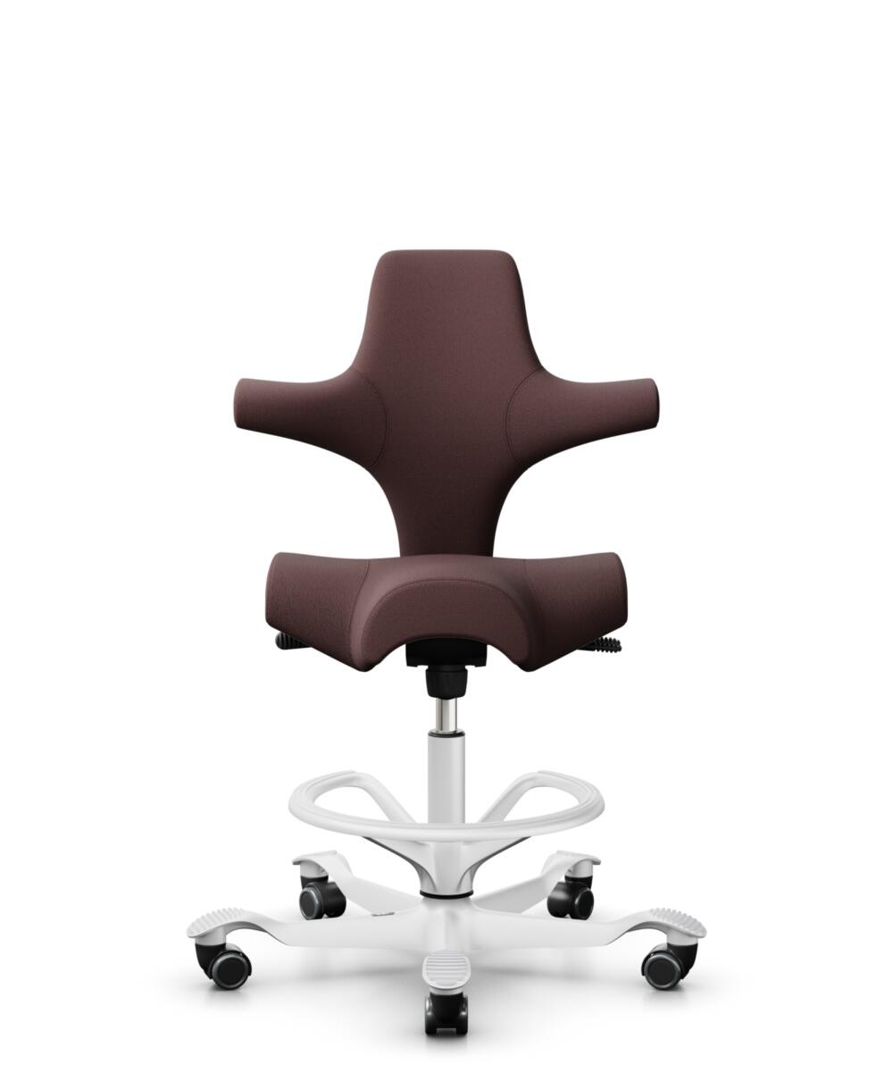 HÅG Capisco 8106 - Select (Gabriel) - Wol / Polyamide - SC61186 - Chestnut - Framekleur - Wit - Gasveer - 265 mm (Zithoogte 53-79cm) - Vloercontact - Harde wielen t.b.v. zachte vloeren - Voetenring - Ja, in framekleur - Voetster - Nee, voetster in fram... - 3