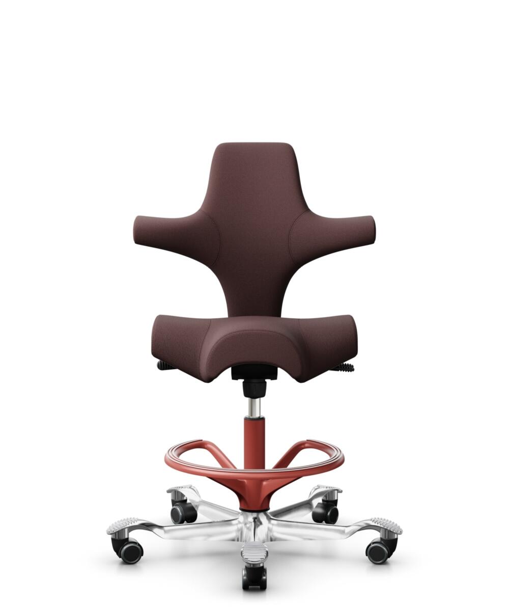 HÅG Capisco 8106 - Select (Gabriel) - Wol / Polyamide - SC61186 - Chestnut - Framekleur - Blush Rose - Gasveer - 200 mm (Zithoogte 46-64cm) - Vloercontact - Harde wielen t.b.v. zachte vloeren - Voetenring - Ja, in framekleur - Voetster - Ja, voetster i... - 1