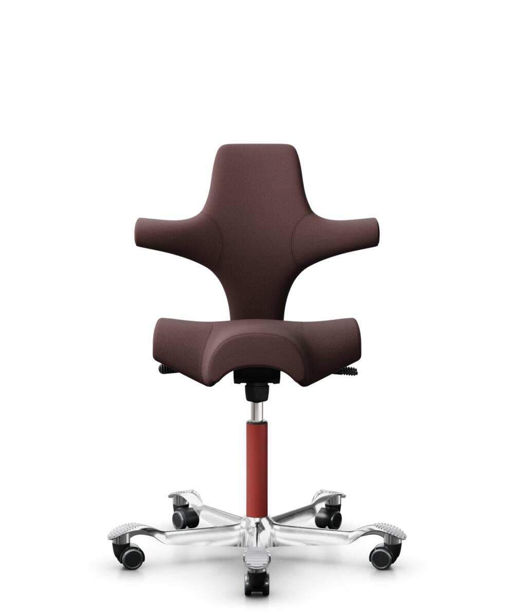 HÅG Capisco 8106 - Select (Gabriel) - Wol / Polyamide - SC61186 - Chestnut - Framekleur - Blush Rose - Gasveer - 265 mm (Zithoogte 53-79cm) - Vloercontact - Zachte wielen t.b.v. harde vloeren - Voetenring - Nee, geen voetenring - Voetster - Ja, voetste... - 3