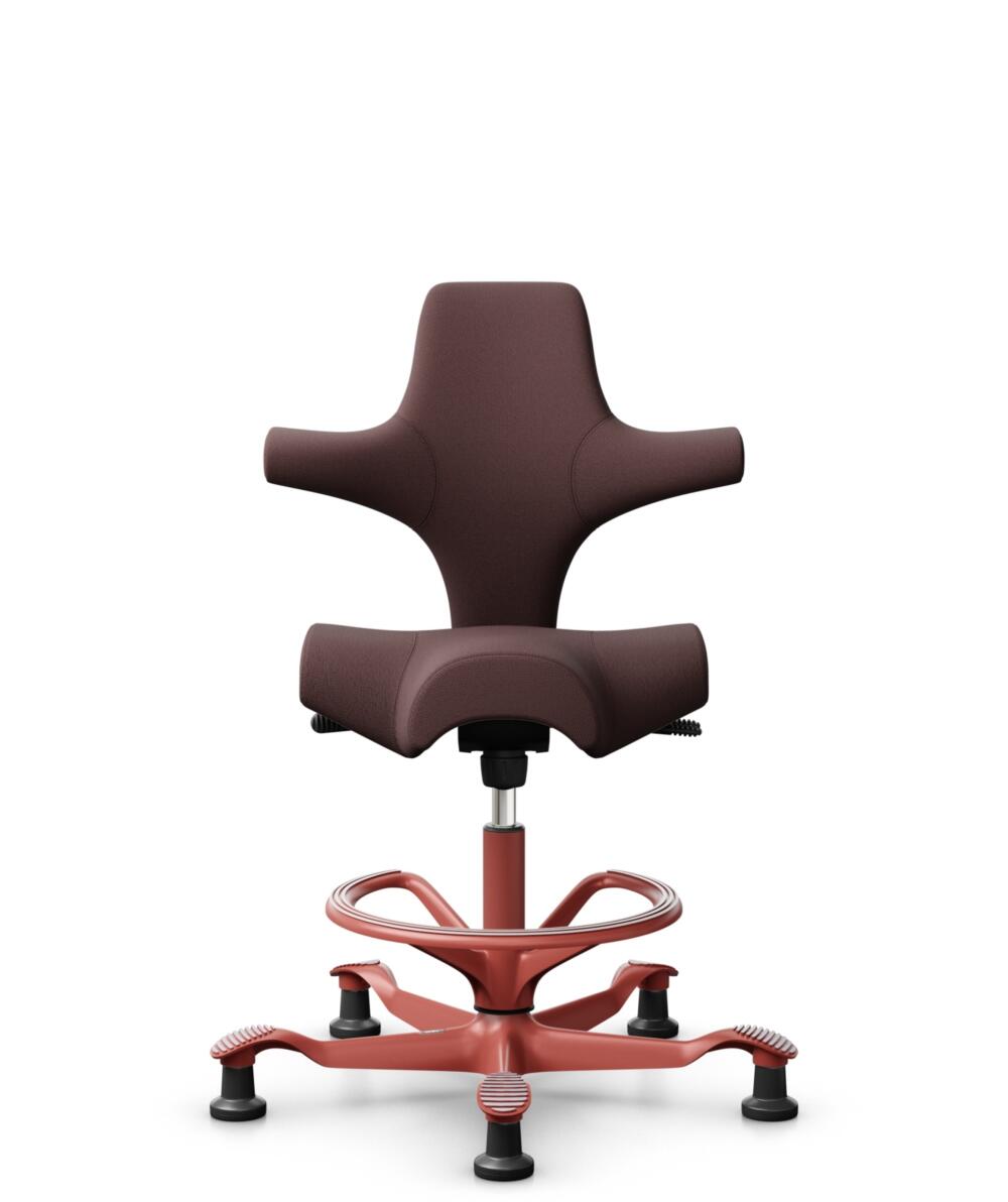 HÅG Capisco 8106 - Select (Gabriel) - Wol / Polyamide - SC61186 - Chestnut - Framekleur - Blush Rose - Gasveer - 265 mm (Zithoogte 53-79cm) - Vloercontact - Glijdoppen - Voetenring - Ja, in framekleur - Voetster - Nee, voetster in framekleur - 3