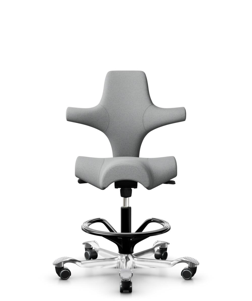 HÅG Capisco 8106 - Capture (Gabriel) - Wol / Polyamide - CPT4102 - Light grey - Framekleur - Zwart - Gasveer - 200 mm (Zithoogte 46-64cm) - Vloercontact - Harde wielen t.b.v. zachte vloeren - Voetenring - Ja, in framekleur - Voetster - Ja, voetster in ... - 1