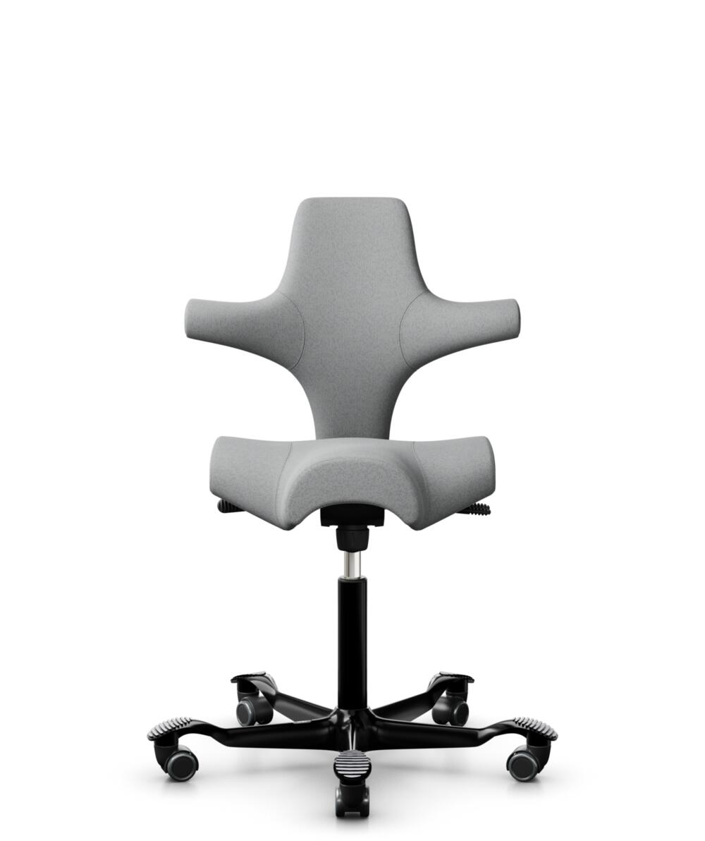 HÅG Capisco 8106 - Capture (Gabriel) - Wol / Polyamide - CPT4102 - Light grey - Framekleur - Zwart - Gasveer - 265 mm (Zithoogte 53-79cm) - Vloercontact - Harde wielen t.b.v. zachte vloeren - Voetenring - Nee, geen voetenring - Voetster - Nee, voetster... - 3