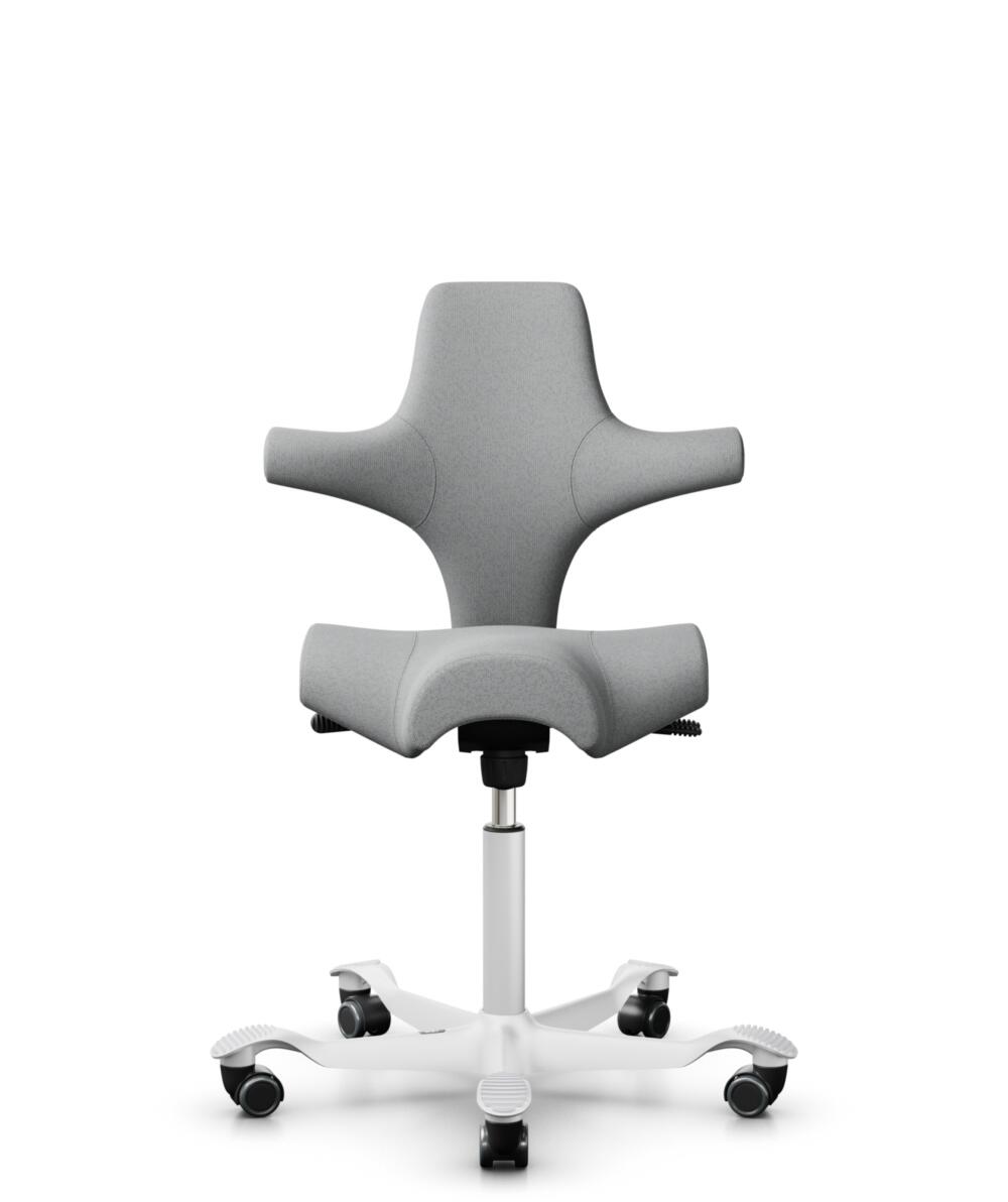 HÅG Capisco 8106 - Capture (Gabriel) - Wol / Polyamide - CPT4102 - Light grey - Framekleur - Wit - Gasveer - 150 mm (Zithoogte 40-55cm) - Vloercontact - Harde wielen t.b.v. zachte vloeren - Voetenring - Nee, geen voetenring - Voetster - Nee, voetster i... - 3