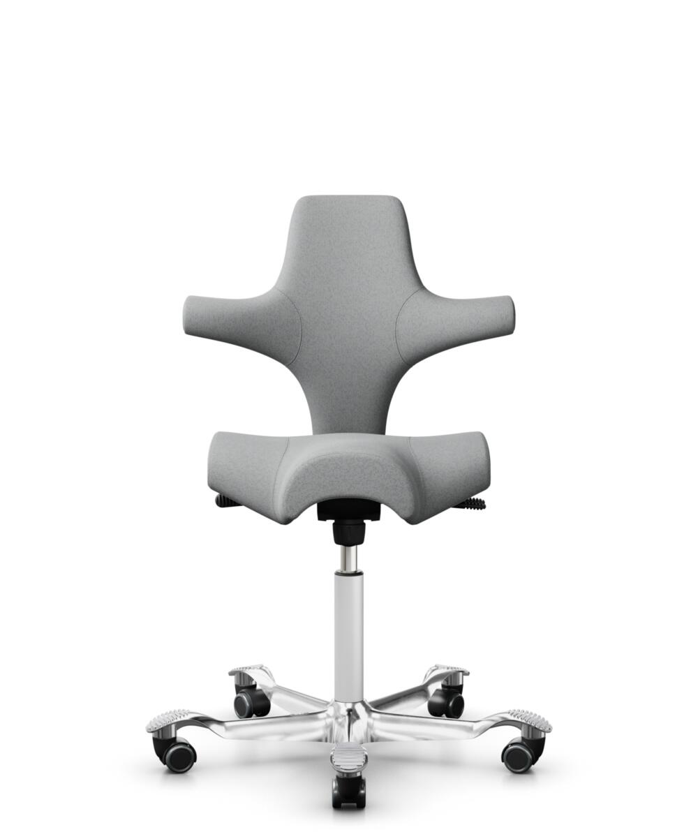 HÅG Capisco 8106 - Capture (Gabriel) - Wol / Polyamide - CPT4102 - Light grey - Framekleur - Wit - Gasveer - 200 mm (Zithoogte 46-64cm) - Vloercontact - Zachte wielen t.b.v. harde vloeren - Voetenring - Nee, geen voetenring - Voetster - Ja, voetster in... - 3