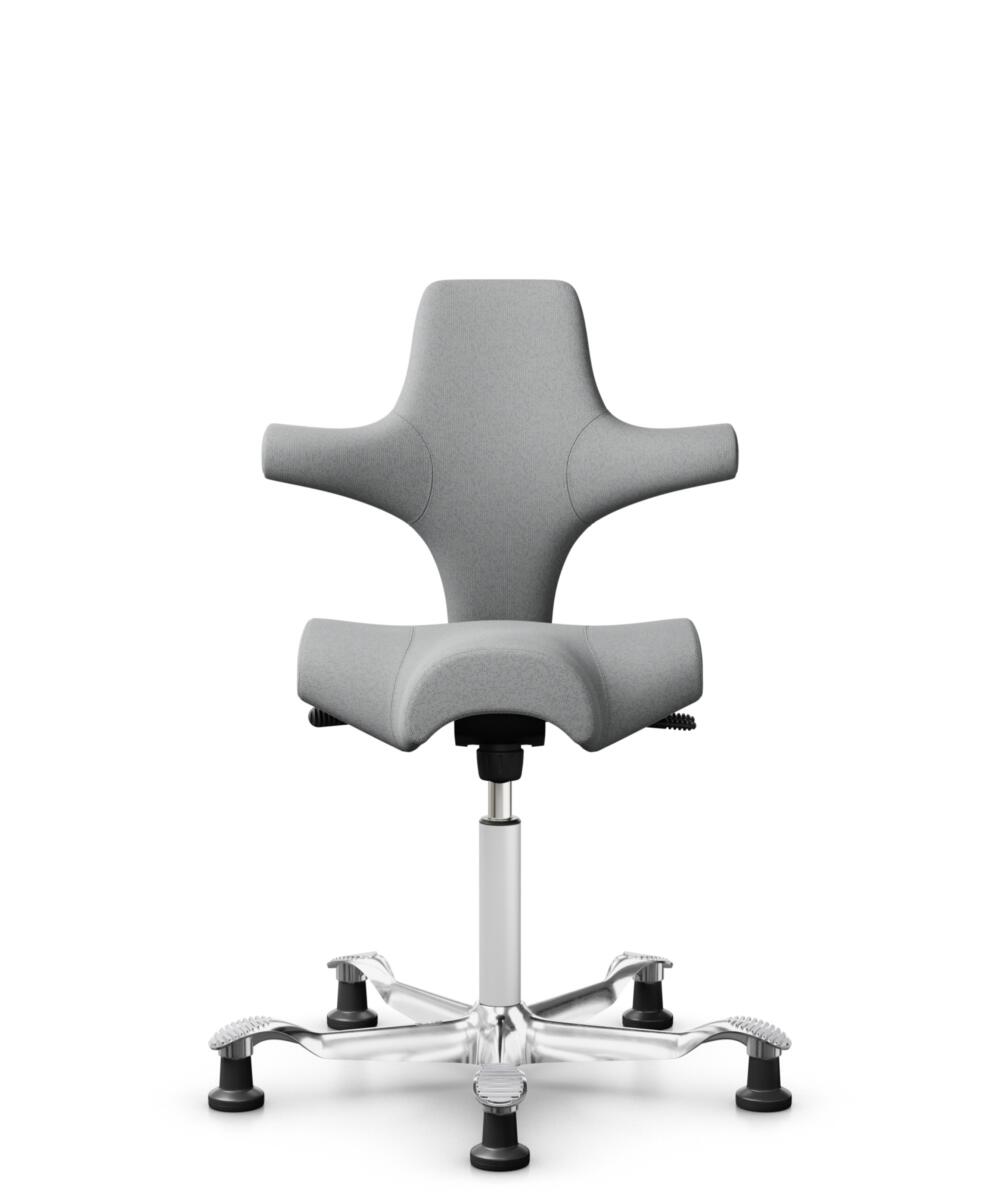 HÅG Capisco 8106 - Capture (Gabriel) - Wol / Polyamide - CPT4102 - Light grey - Framekleur - Wit - Gasveer - 200 mm (Zithoogte 46-64cm) - Vloercontact - Glijdoppen - Voetenring - Nee, geen voetenring - Voetster - Ja, voetster in gepolijst aluminium - 1