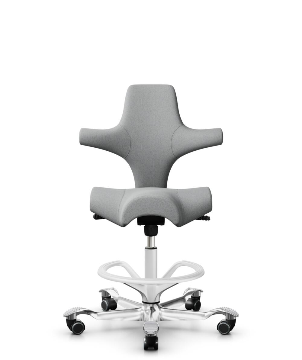 HÅG Capisco 8106 - Capture (Gabriel) - Wol / Polyamide - CPT4102 - Light grey - Framekleur - Wit - Gasveer - 265 mm (Zithoogte 53-79cm) - Vloercontact - Zachte wielen t.b.v. harde vloeren - Voetenring - Ja, in framekleur - Voetster - Ja, voetster in ge... - 1