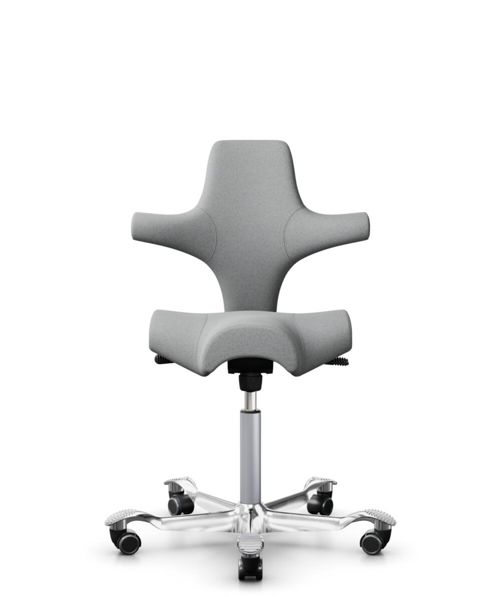 HÅG Capisco 8106 - Capture (Gabriel) - Wol / Polyamide - CPT4102 - Light grey - Framekleur - Zilver - Gasveer - 150 mm (Zithoogte 40-55cm) - Vloercontact - Zachte wielen t.b.v. harde vloeren - Voetenring - Nee, geen voetenring - Voetster - Ja, voetster... - 1