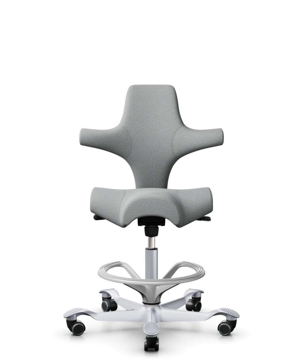 HÅG Capisco 8106 - Capture (Gabriel) - Wol / Polyamide - CPT4102 - Light grey - Framekleur - Zilver - Gasveer - 200 mm (Zithoogte 46-64cm) - Vloercontact - Zachte wielen t.b.v. harde vloeren - Voetenring - Ja, in framekleur - Voetster - Nee, voetster i... - 3
