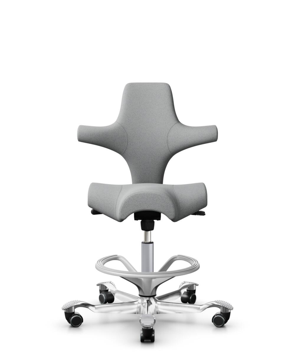 HÅG Capisco 8106 - Capture (Gabriel) - Wol / Polyamide - CPT4102 - Light grey - Framekleur - Zilver - Gasveer - 200 mm (Zithoogte 46-64cm) - Vloercontact - Zachte wielen t.b.v. harde vloeren - Voetenring - Ja, in framekleur - Voetster - Ja, voetster in... - 3