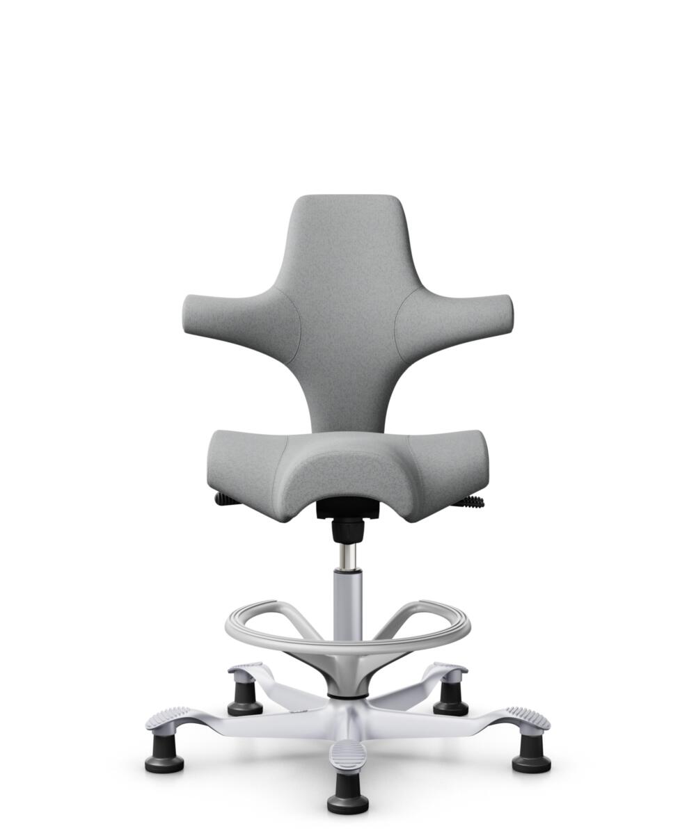 HÅG Capisco 8106 - Capture (Gabriel) - Wol / Polyamide - CPT4102 - Light grey - Framekleur - Zilver - Gasveer - 200 mm (Zithoogte 46-64cm) - Vloercontact - Glijdoppen - Voetenring - Ja, in framekleur - Voetster - Nee, voetster in framekleur - 3