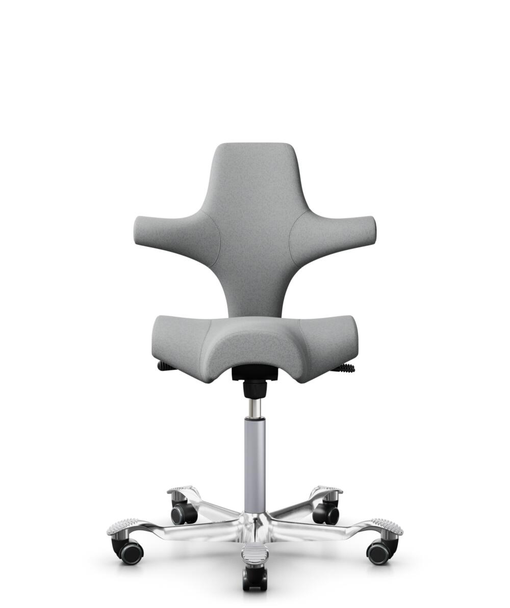 HÅG Capisco 8106 - Capture (Gabriel) - Wol / Polyamide - CPT4102 - Light grey - Framekleur - Zilver - Gasveer - 265 mm (Zithoogte 53-79cm) - Vloercontact - Zachte wielen t.b.v. harde vloeren - Voetenring - Nee, geen voetenring - Voetster - Ja, voetster... - 1