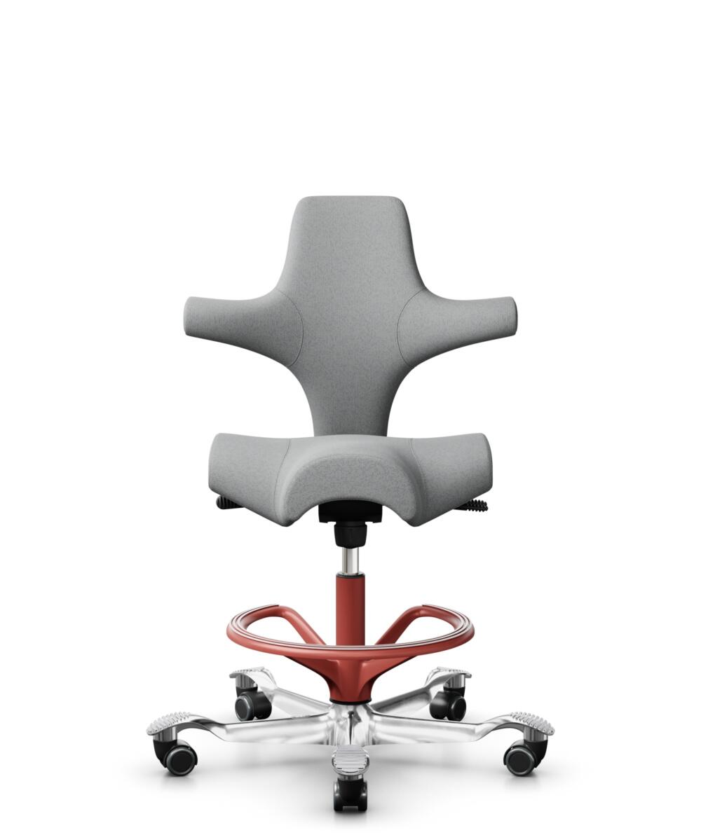 HÅG Capisco 8106 - Capture (Gabriel) - Wol / Polyamide - CPT4102 - Light grey - Framekleur - Blush Rose - Gasveer - 200 mm (Zithoogte 46-64cm) - Vloercontact - Harde wielen t.b.v. zachte vloeren - Voetenring - Ja, in framekleur - Voetster - Ja, voetste... - 2