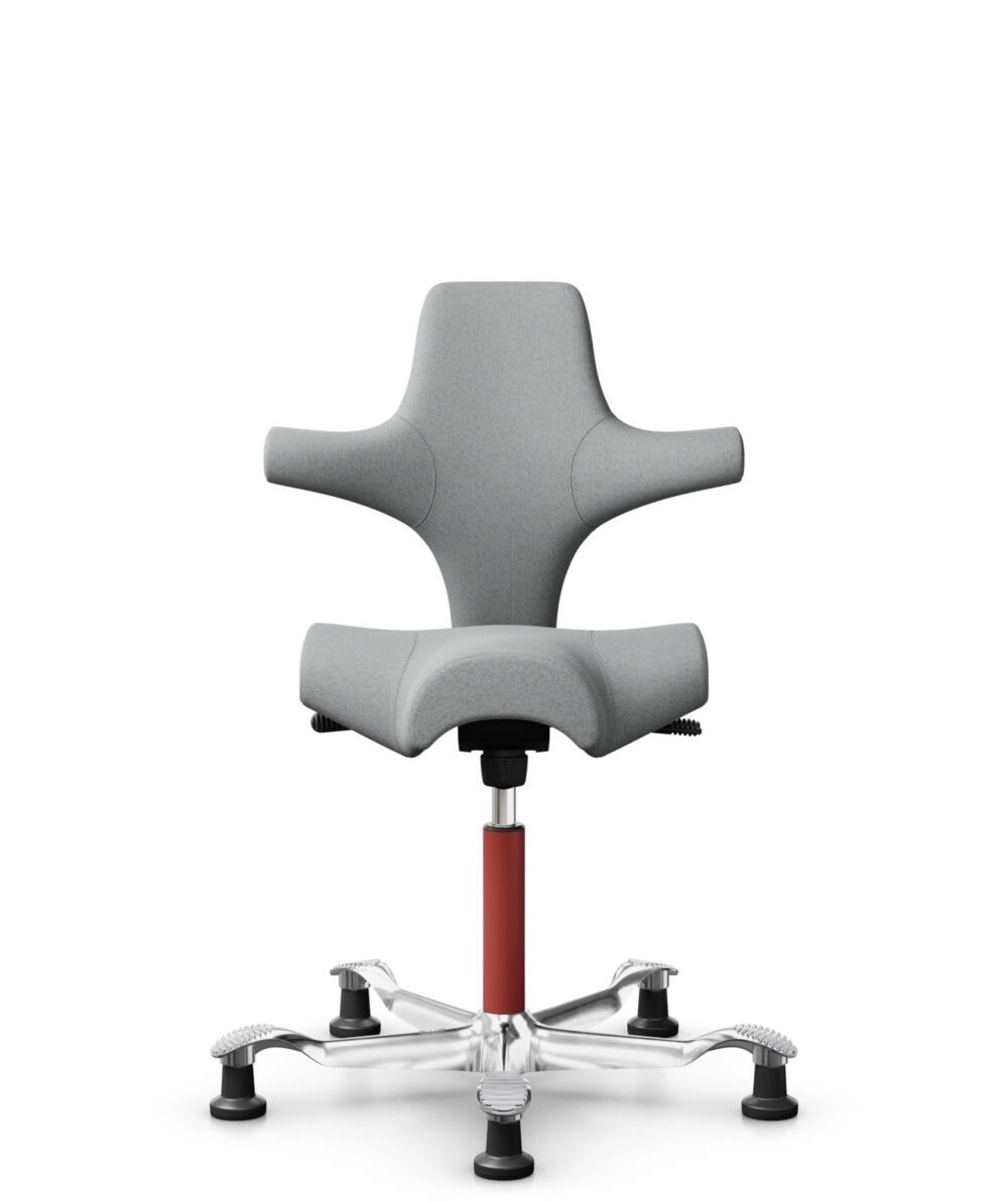 HÅG Capisco 8106 - Capture (Gabriel) - Wol / Polyamide - CPT4102 - Light grey - Framekleur - Blush Rose - Gasveer - 200 mm (Zithoogte 46-64cm) - Vloercontact - Glijdoppen - Voetenring - Nee, geen voetenring - Voetster - Ja, voetster in gepolijst aluminium - 2