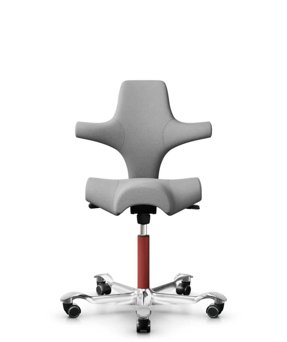 HÅG Capisco 8106 - Capture (Gabriel) - Wol / Polyamide - CPT4102 - Light grey - Framekleur - Blush Rose - Gasveer - 265 mm (Zithoogte 53-79cm) - Vloercontact - Harde wielen t.b.v. zachte vloeren - Voetenring - Nee, geen voetenring - Voetster - Ja, voet... - 2
