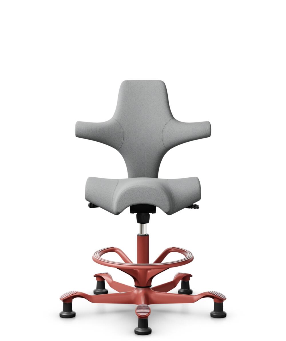 HÅG Capisco 8106 - Capture (Gabriel) - Wol / Polyamide - CPT4102 - Light grey - Framekleur - Blush Rose - Gasveer - 265 mm (Zithoogte 53-79cm) - Vloercontact - Glijdoppen - Voetenring - Ja, in framekleur - Voetster - Nee, voetster in framekleur - 1