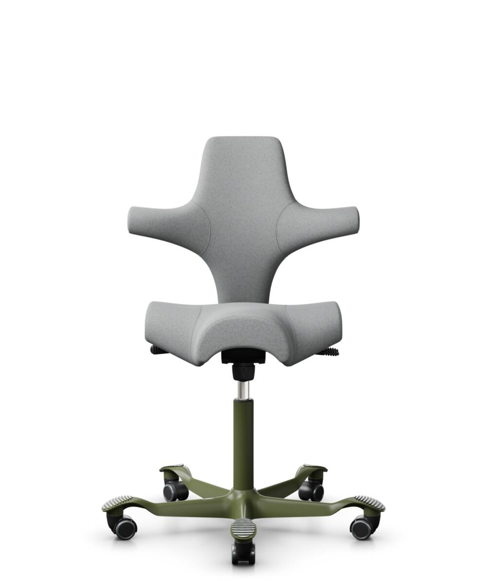 HÅG Capisco 8106 - Capture (Gabriel) - Wol / Polyamide - CPT4102 - Light grey - Framekleur - Moss Grey - Gasveer - 200 mm (Zithoogte 46-64cm) - Vloercontact - Harde wielen t.b.v. zachte vloeren - Voetenring - Nee, geen voetenring - Voetster - Nee, voet... - 1