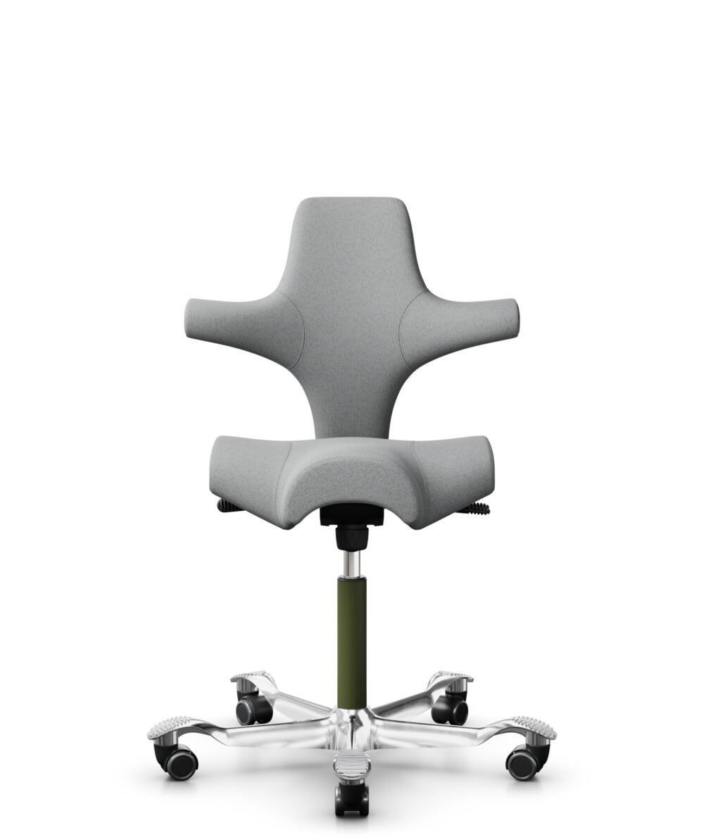 HÅG Capisco 8106 - Capture (Gabriel) - Wol / Polyamide - CPT4102 - Light grey - Framekleur - Moss Grey - Gasveer - 200 mm (Zithoogte 46-64cm) - Vloercontact - Zachte wielen t.b.v. harde vloeren - Voetenring - Nee, geen voetenring - Voetster - Ja, voets... - 1
