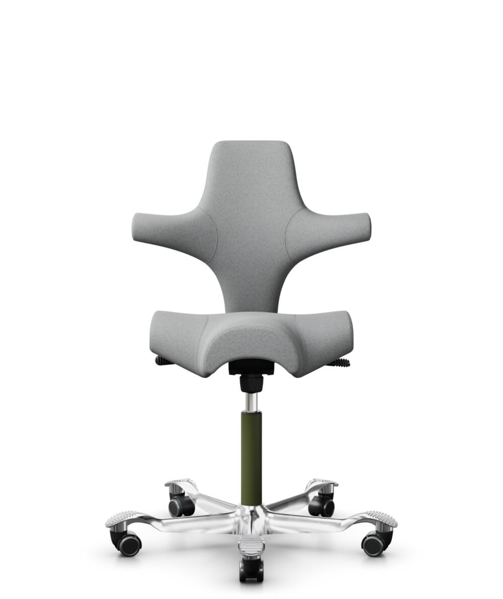 HÅG Capisco 8106 - Capture (Gabriel) - Wol / Polyamide - CPT4102 - Light grey - Framekleur - Moss Grey - Gasveer - 265 mm (Zithoogte 53-79cm) - Vloercontact - Zachte wielen t.b.v. harde vloeren - Voetenring - Nee, geen voetenring - Voetster - Ja, voets... - 1